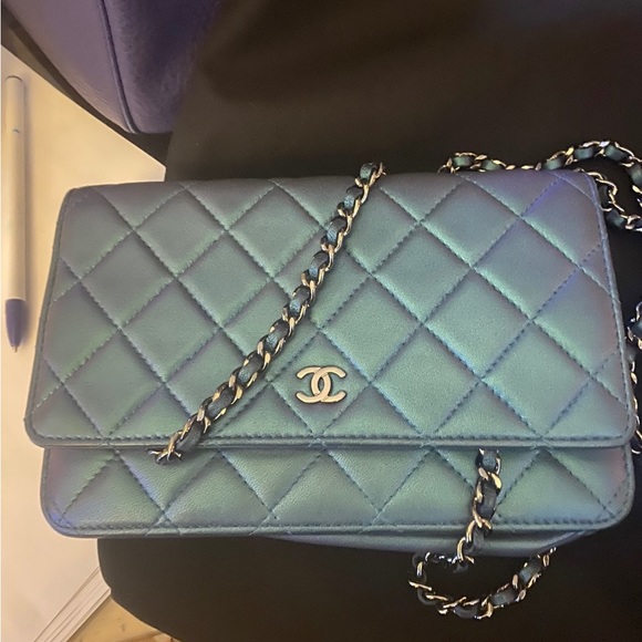 Metallic Chanel Lambskin Wallet on a Chain - Picture 1 of 10
